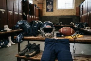 American football equipment UK including helmet, shoulder pads, gloves and football pants