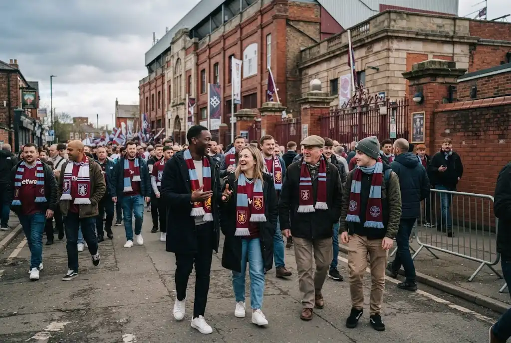 Football fan UK supporters enjoying a traditional matchday atmosphere
