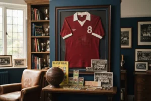 Football memorabilia including signed football shirts, footballs and collectible items