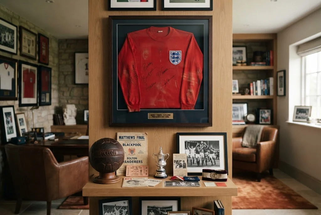 Football memorabilia value shown through signed shirts, historic programmes and collectible items