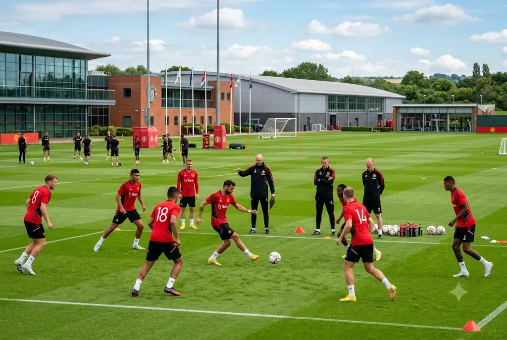 Manchester United FC NewsNow showing Manchester United players during training