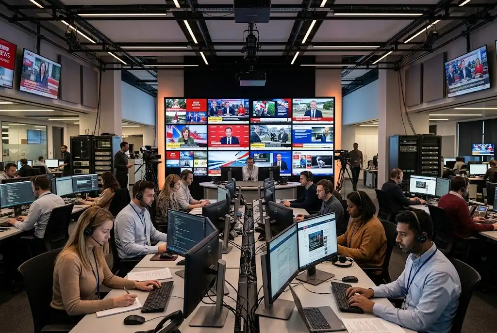 UK column news live today displayed in a modern digital newsroom