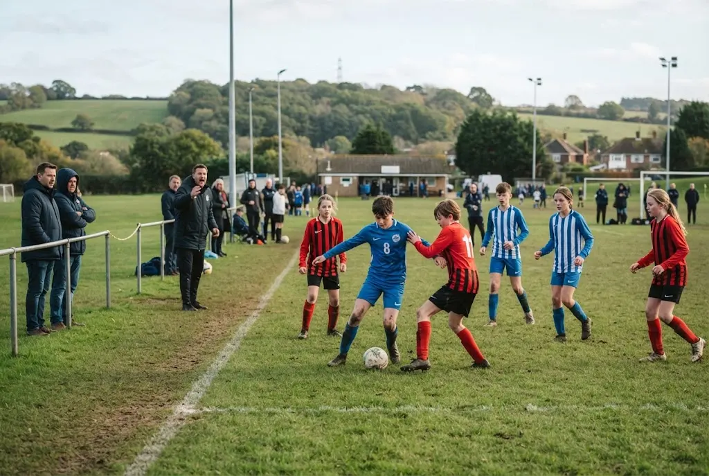 Kent youth football match in England